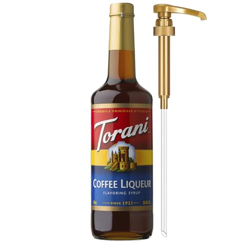 Image of Torani Syrup, Coffee Liqueur Flavoring for Drinks, Glass Bottle with Pump Included, 25.4 Fl Oz