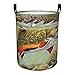 Brook Pstrąg muchowy kosz na pranie okrągły, duży płócienny materiał lekki kosz do przechowywania zabawka organizer brudne ubrania składany wodoodporny kosz na brudne ubrania do sypialni