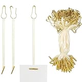 4.5 Inch 500pcs Hang Tag String Silks and Satin Strings, Safety Pin and Barb Fasteners for Clothing Hang Tags, Beige