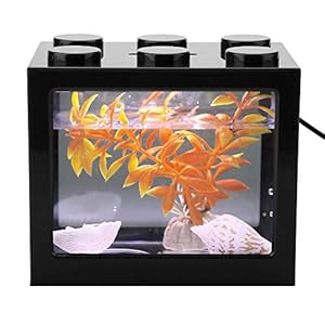 Visbak Aquarium Vis Tank Mini Aquarium USB LED Light Vis Tank Aquarium Decor voor Box Office Tea Tafel (zwart)