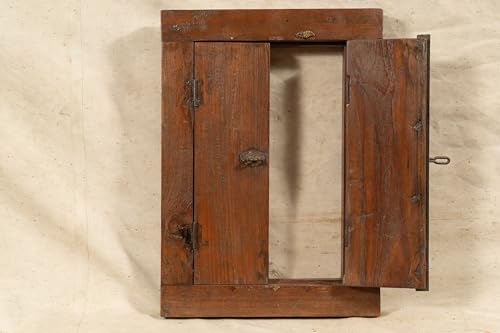 Biscottini Innentür Fenster L 44,5 x T 8,5 x H 60,5 cm - Holztür - Türen für Innen und Außen - Wohnkultur