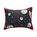 Amazon Basics Kids Space Rockets Reversible Cotton Quilt Sham - Standard, Space Rockets/ Flaming Red
