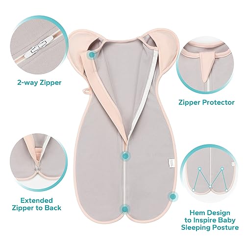 Zigjoy Transitional Baby Swaddle Sack Newborn Sleeping Bag Cotton Zipper Wearable Blanket Arms Up For Baby Fleece 1.0 Tog 0-3Months #TOP4