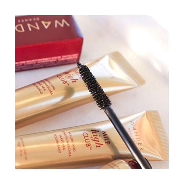 Wander Beauty Mile High Club Length + Define Black Mascara - Smudge-Proof, Lash Lengthening Mascara for a Full, Fanned Out Effect - Castor Oil + Peach Leaf Conditions & Strengthens - 0.31 fl oz