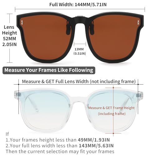 FEISEDY Polarized Clip On Sunglasses Over Prescription Glasses Men Women Fit Flip Up B4177 — view 5