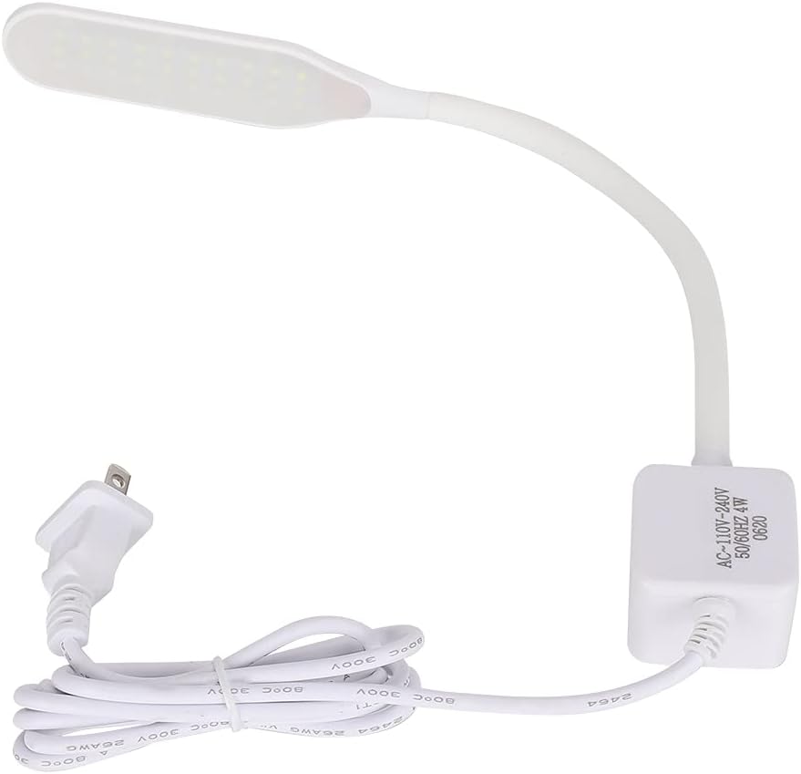 Sewing Machine LED Lamp, Magnetic Flexible Gooseneck Work Light Illuminates Needle Area for Sewing Tables White 30 LED Beads 110V to 240V