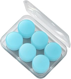 Ear Plugs for Sleeping, Swimming -6 Soft Noise Cancelling Silicone Gel Wax Earplugs for Sleep and Swimmers, Ear Protection with Sound Blocking Level of 32 Db (Blue, One Size)