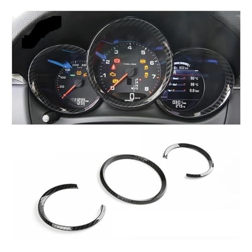 車内装パーツ ポルシェ用 718 ケイマン用ボクスター 2017-2021 カーボンファイバーインテリアダッシュボードタコメーター表示時計装飾リングカバートリム 車内装ガーニッシュ (色 : 1)