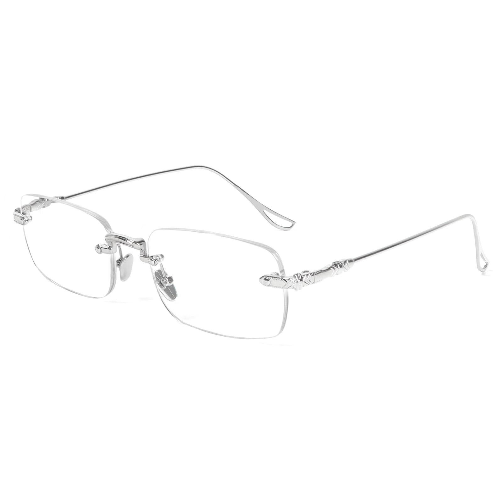 MMOWW Rimless Lesebrille für Damen Herren Blaulichtfilter Brille Stylisch Rechteckig Leichte Metall Leser