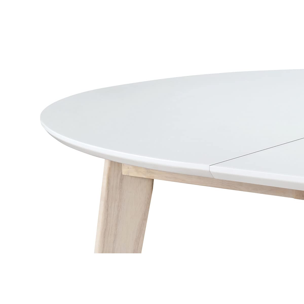 Miliboo – Mesa de comedor diseño redondo extensible blanco y madera Leena