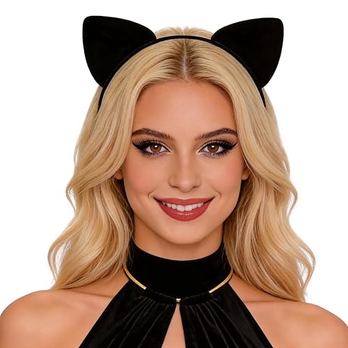 Bonnie Z. Leonardo Black Cat Ears Headband Furry Padded Catwomen Headbands Cat Black-F