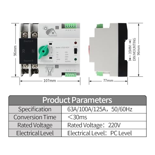 Inverseur de source automatique 2P 63A avec basculement ininterrompu - 2