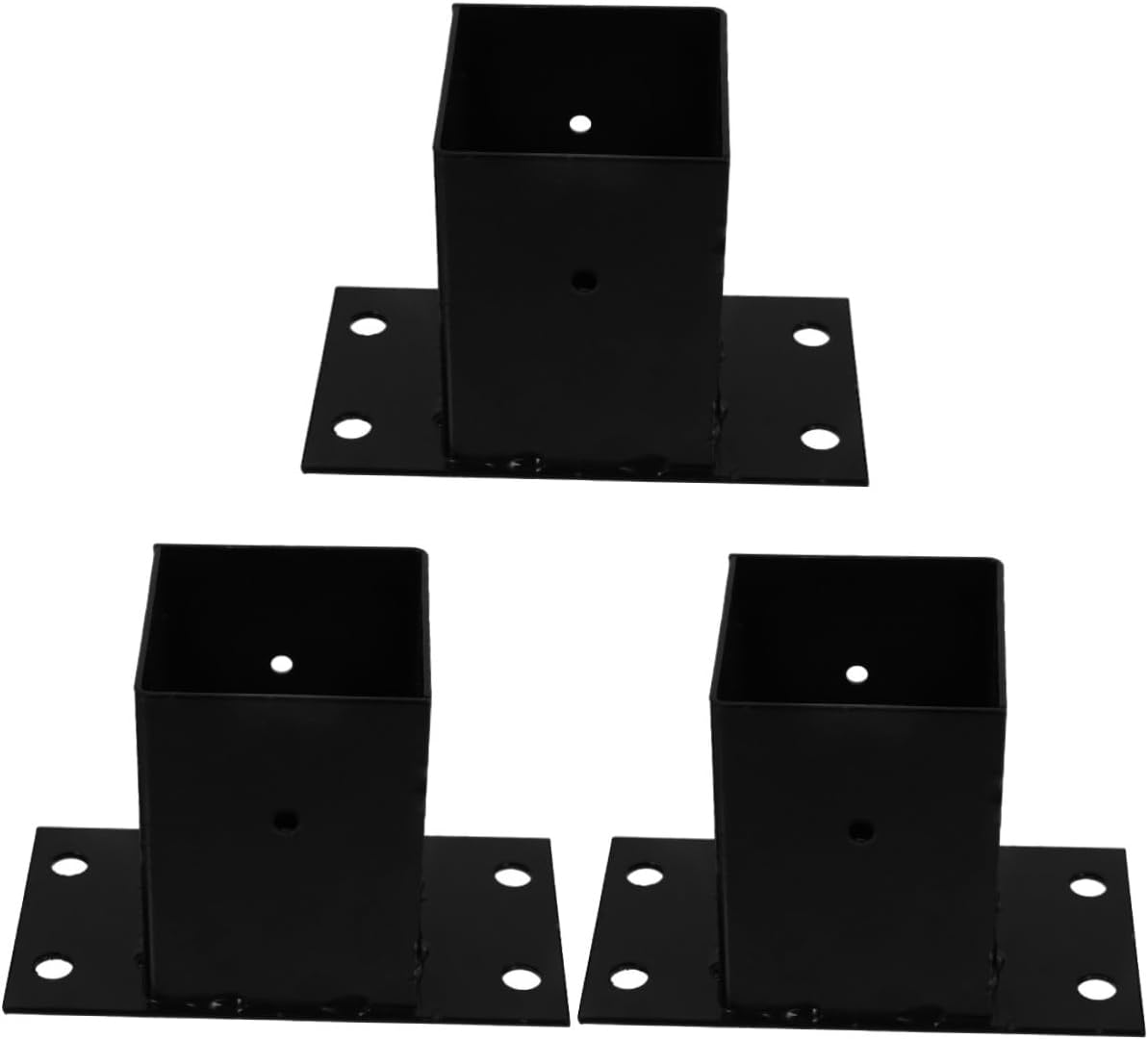 Veemoon 3pcs Heavy Duty Metal Deck Base for Mailbox Post Support Sturdy Post Protector Bracket for Deck Railing Easy Installation Design Finish