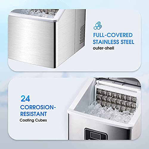 Máquina para hacer hielo de mostrador 25Kg/24H acero inoxidable miniatura 7