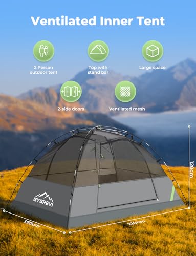 Gysrevi Camping Tent 2 Person Tents for Camping 3 Season 3000mm Waterproof Lightweight Easy Setup Backpacking Dome Tent 2 Layer for Camping Hiking Travel - Image 5