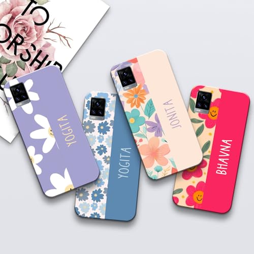 Image of COLORflow Back Cover Compatible with Vivo V20 | Floral Names Color Customized Back Cover Compatible with Vivo V20