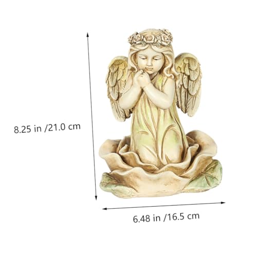 Décoration extérieure stable en résine de qualité supérieure avec statue ange fée lumineuse LED