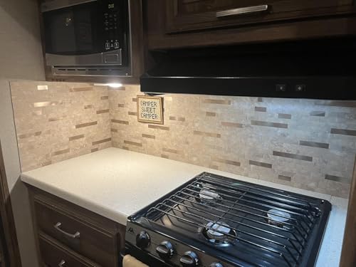 Yipscazo 10 Sheets Peel and Stick Stone Metal Backsplash, PVC Wall Tiles Stick on Tiles for Backsplash Kitchen, Bathroom, Fireplace (6'' X 12'', Beige Stone) by Yipscazo - Used condition - Image 4