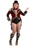 Plus Size Dark Ringmaster Costume for Women with Jacket, Hat, Bow Tie & Bodysuit for Halloween Circus Outfit 2X