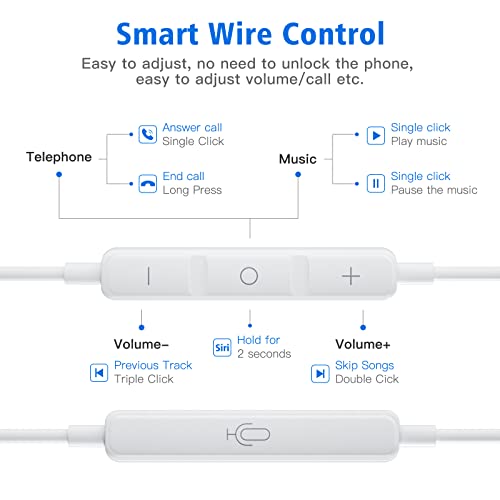 Image of Lightning Earphones for iPhone [𝐀𝐩𝐩𝐥𝐞 MFi Certified] HiFi Stereo Noise Canceling Headphones Wired in-Ear Earbuds Built-in Microphone & Volume Control for iPhone 14 /13 /SE /12 /11 /XR /8 /7 /XS 2 Pack