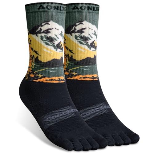 Image of AONIJIE Toe Socks for Men and Women Athletic Hiking Coolmax Socks with toes - Soft Comfortable and Moisture Wicking