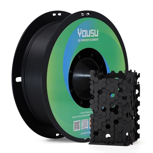 YOUSU Matte PLA Filament 1.75mm Black, Matte 3D Printing PLA Filament 1KG, Dimensional Accuracy +/- 0.02mm, PLA Matte 3D Printer Filament 1.75mm for All 3D Printers(2.2lbs)