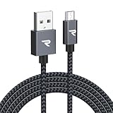 Rampow Micro USB ケーブル【3M/黒】 2.4A急速充電ケーブル 高速データ転送対応 高耐久編組ナイロンケーブル Sharp Aquos/Sony Xperia/Fujitsu Arrows/Asus ZenFone/Samsung Galaxy多機種対応 Android スマホ 充電ケーブル マイクロusbケーブル