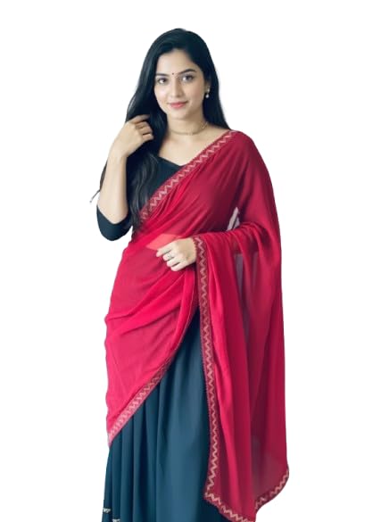 Chiffon Dupatta for Women | Soft Lightweight Festive & Casual Wear Chunni | Elegant Border Design | Perfect for Kurti, Salwar Suit & Ethnic Wear | Dupatta for Girls-picture-14
