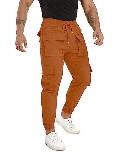 ALLELMS Mens Cargo Joggers Pants Slim fit Stretch with Pockets Hiking Pants for Men