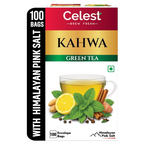 Image of Celest Green Tea Kahwa - 100 Tea Bags | Kahwa Green Tea | Helps in Detox | Contains Desi Herbs & Spices