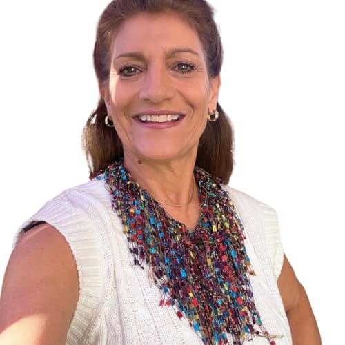 Southwest Jewelry Scarf for Women- Lightweight Bohemian Neck Scarf for Autumn Fall Light Weight - Turquoise Teracotta Jewelry - Long Fringe Necklace - Womens Gift - SW2