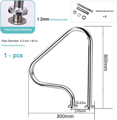 Barandal para piscina de acero inoxidable 80 x 27 x 80 cm miniatura 2