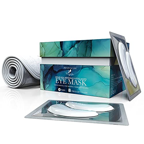 Eye Mask, Under Eye Gel Pads, Dead Sea Minerals Skin Care Under Eye Patches - 10 Pairs + Hair Band