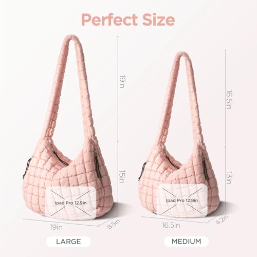 Image of Puffer Tote Bag for Women Large Quilted Crossbody Bag Quilted Carryall Bag Soft Puffy Hobo Handbags Puff Purse Shoulder Bag