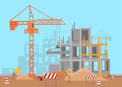 Arrière-plan de fête chantier avec grue pour studio photo enfant