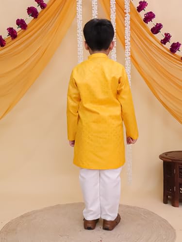 Image of AJ DEZINES Boys Cotton Full Sleeve Printed Kurta Pajama Set for Kids - Ethnic wear | Special Occasion & Traditional Outfit |Boys Kurta Pyjama Set - Regular Fit