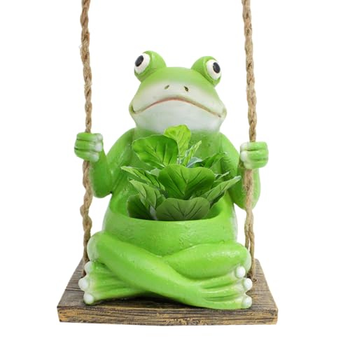Macetas para plantas suculentas, ranas, estatuas de resina, macetas de animales para suculentas, ranas, columpios, arreglos para el pasillo de terraza, diseño creativo de rana