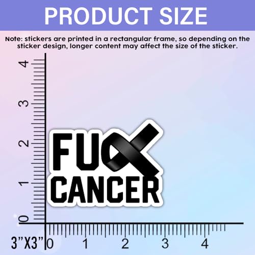 Image of SODAVA (3Pcs, 3in) F*ck Cancer Sticker Cancer Awareness Sticker - Anti Cancer Ribbon Decal for Laptop, Tumor Support Gift, Strong Warrior Vinyl, Black and White Ribbon, Waterproof Stickers