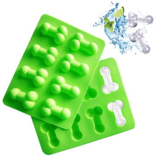 Honnesserry Eiswürfelform Silikon Lustig Eiswürfelbehälter Silikon Ice Cube Tray Schöpferisch Eiswürfel Silikon Interessante Schokoladenform Für Gelee,Kekse,Eiswürfel,Party,Bar(2 Stück,Grün) Cover