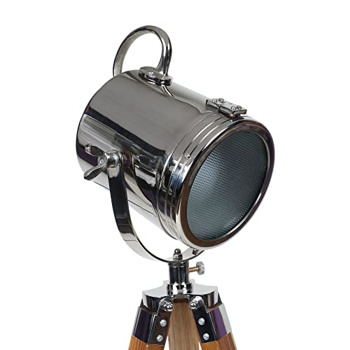 Image of PRISTINE INTERIORS Silver Metal Shade Tripod Floor Lamp for Living Room Bedroom Corner Home Decoration (Alveena)