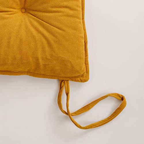 Lemfux Soft Thick Chair Cushions With Ties, Smooth Reversible Seat Cushion For Office/Desk/Rocking/Dining Chair, Durable Kitchen Chair Pads, For Outdoor Indoor, Ginger Yellow, 17X17X2.4, 1Pc #TOP4