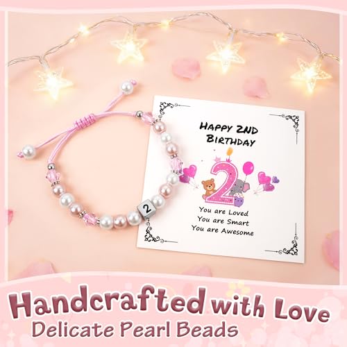 Image of Sereney Birthday Gifts for Girls, Beaded Bracelets as 1 /2 1 2 3 4 5 6 7 8 9 10 11 12 13 14 15 16 Year Old Birthday Gift, Adjustable Cross /Pearl Bracelet as Happy Birthday Gifts for Daughter