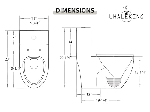 Inodoro de una pieza alargado, moderno con taza envuelta, descarga silenciosa por sifón y jet dual 1,1/1,28 GPF, incluye asiento de cierre suave, empotrado a 12 pulgadas miniatura 7