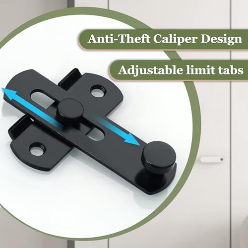 Image of Alise 2 pcs Flip Latch Gate Latch,3 inch Stainless Steel Barn Door Lock,Anti-Theft Lock,Safety Door Lock for Wooden Fence,Matte Black Finish MS9003B-2P | Heavy Duty Gate Hardware ,Security Flip Latch,Anti-theft Latch for Barn Wood Fence Sliding French Doors