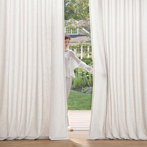 MIULEE Non-See-Through Privacy Linen Curtains 2 Panels, Light Filtering Window Curtains Farnhouse Textured Back Tab Semi Sheer Drapes for Bedroom Living Room, 52 x 84 Inches Long, White by MIULEE - Image 2