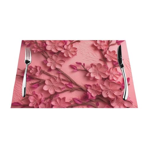 Sets de table tissés résistants à la chaleur Sakura pour table de cuisine et dîners