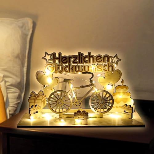 Fahrrad Geburtstag Geldgeschenke Holz mit LED Lichterkette, Geldgeschenk...
