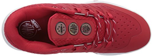 AND 1 Tênis de basquete masculino Attack Low, Vermelho chinês/super alumínio/branco, 8.5