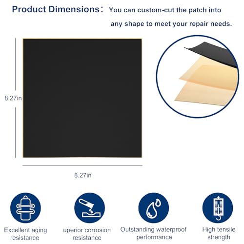Incycall Teichfolien-Reparatur-Set - 21x21cm HDPE-Butylgummi-Patches - Wasserdicht für DIY, Flüssige Teichfolie & EPDM/HPDE-Foliennähte (2 Stück)