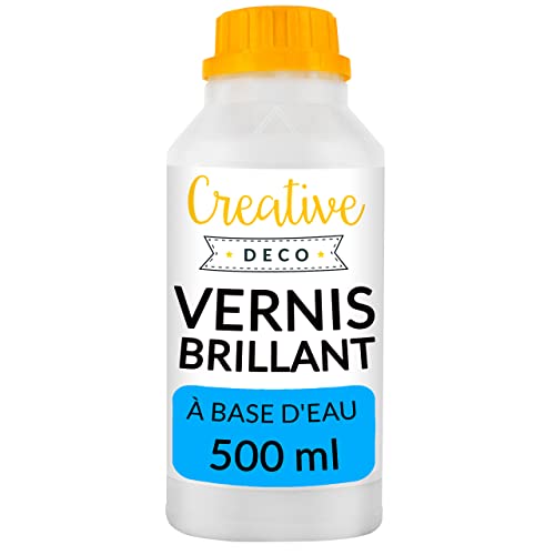 Creative Deco Vernis Peinture Acrylique Brillant | 500 ml Bouteille | Laque Transparent et Incolore | Finition et Protection de Surface | À base d'Eau |...